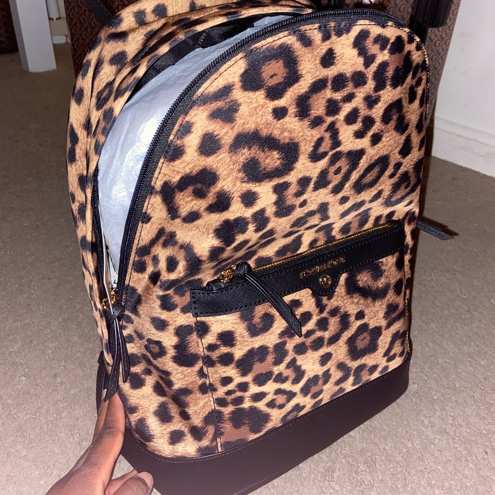 Leopard print MK backpack
